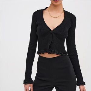 Victoria’s Secret For Love & Lemons Soft Cardigan Lace Trim Long Sleeve Medium